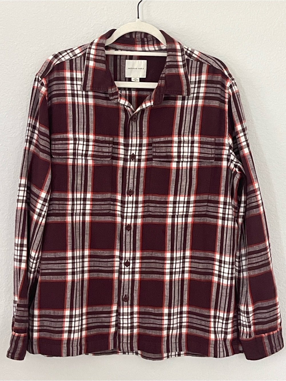 American‎ Eagle Outfitters Mens L Plaid Flannel Shirt 100% Cotton Button Up